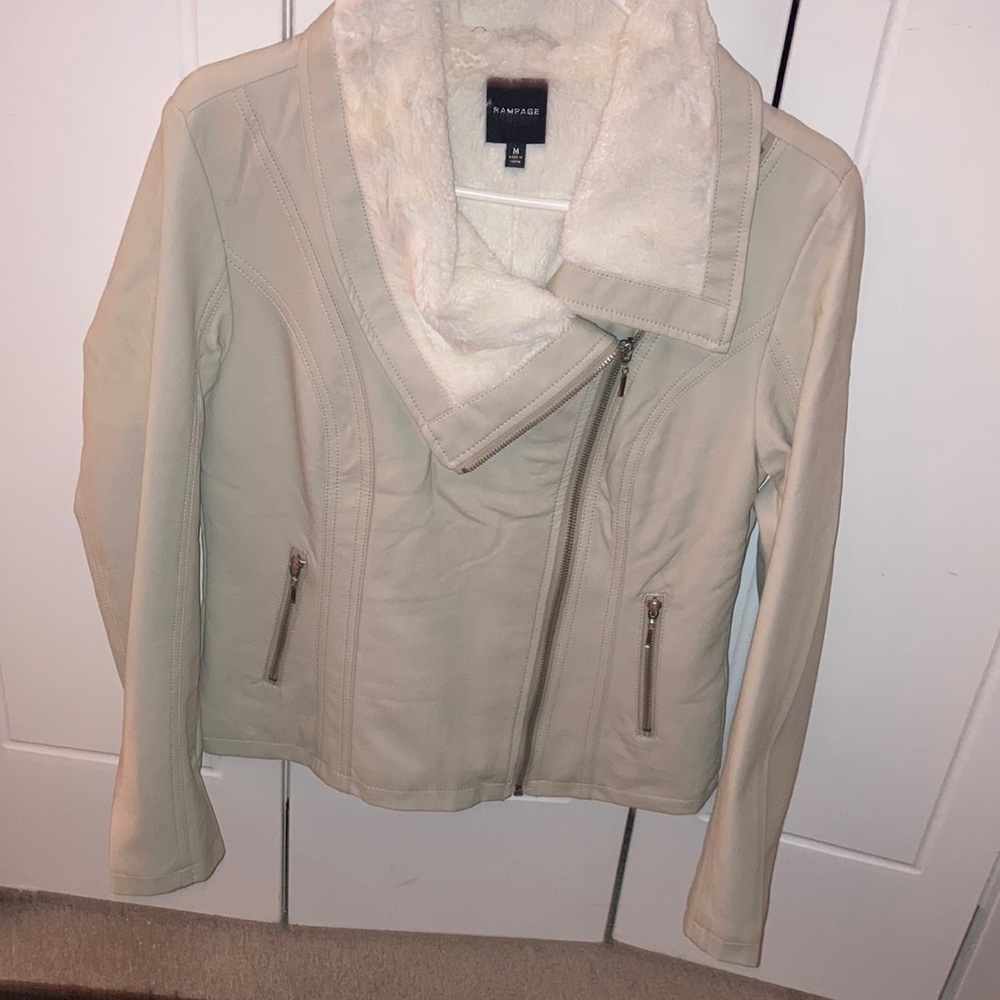 Beige faux leather jacket